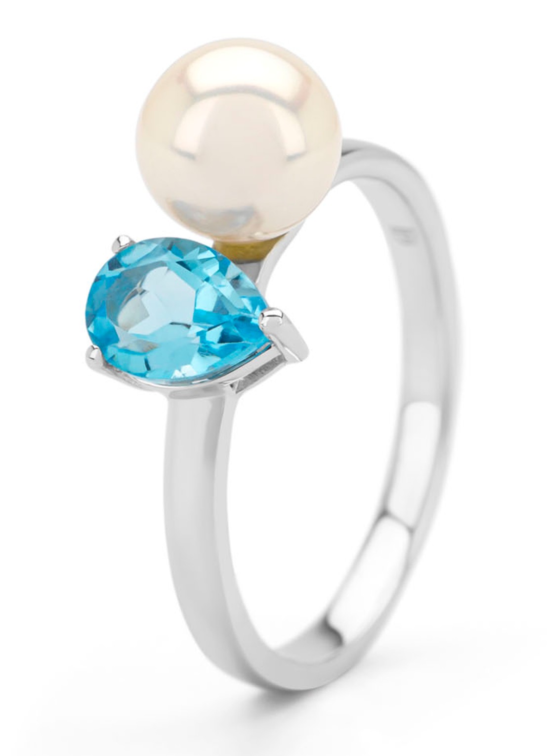 Diamond Point Witgouden ring, 0.98 ct topaas, Rivièra - voorkant witgoud