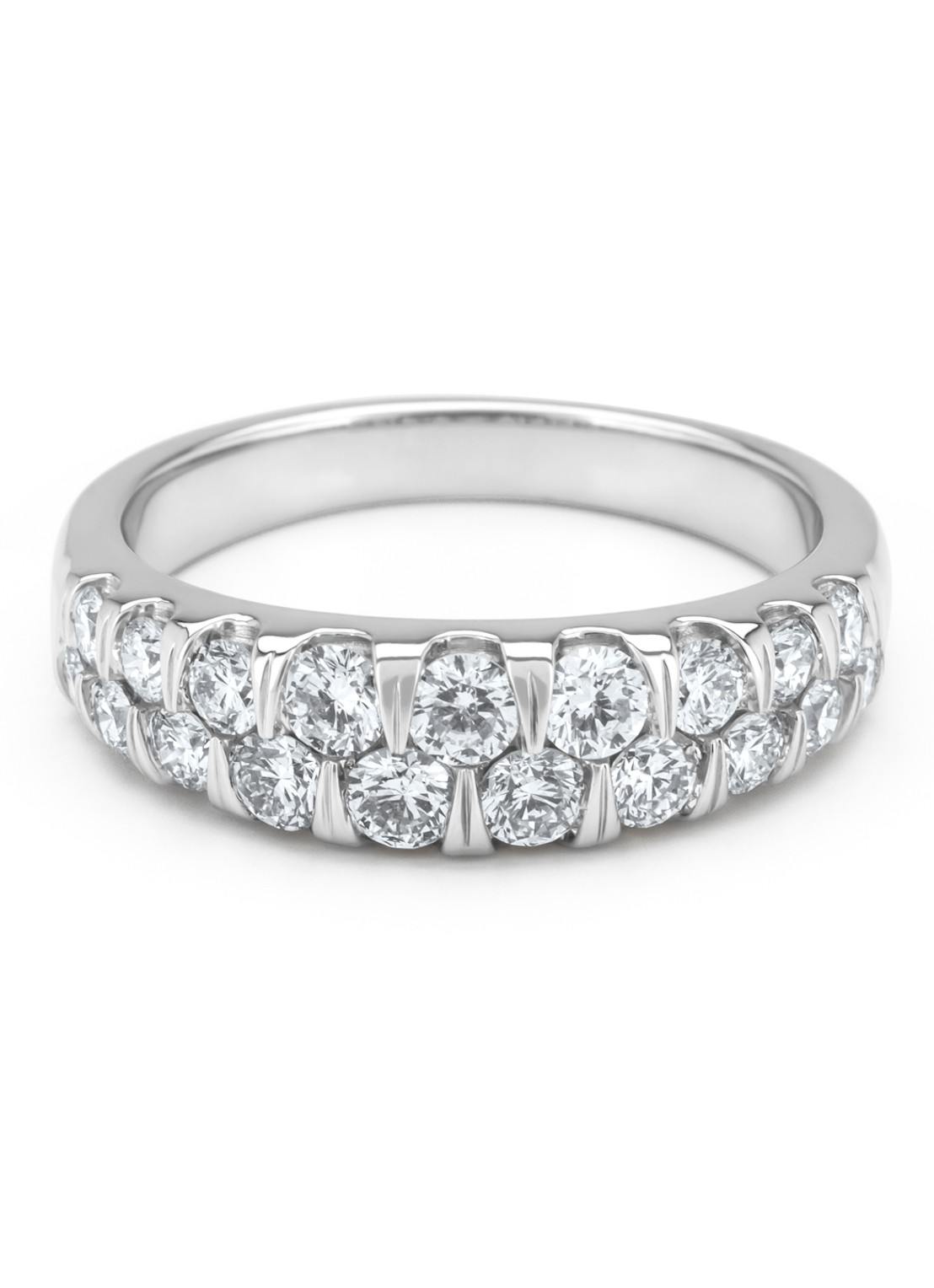 Diamond Point Witgouden ring, 1.05 ct diamant, Caviar - voorkant witgoud