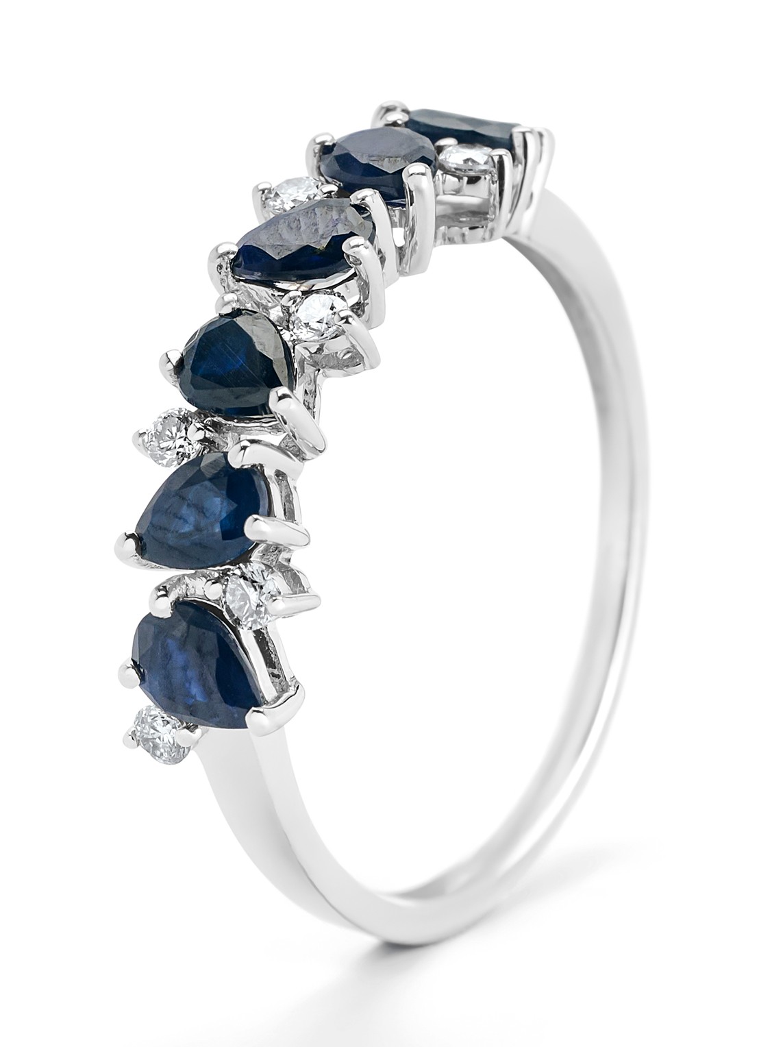 Diamond Point Witgouden ring, 1.19 ct blauwe saffier, Eden - voorkant witgoud