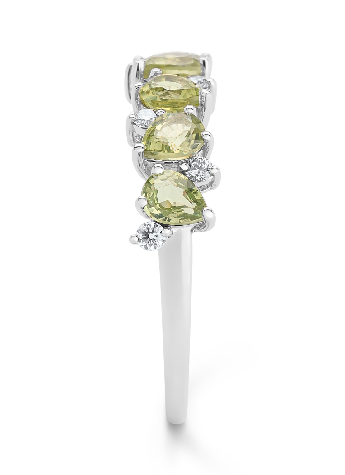 Diamond Point Witgouden ring, 1.19 ct groene saffier, Eden - detail 3 witgoud