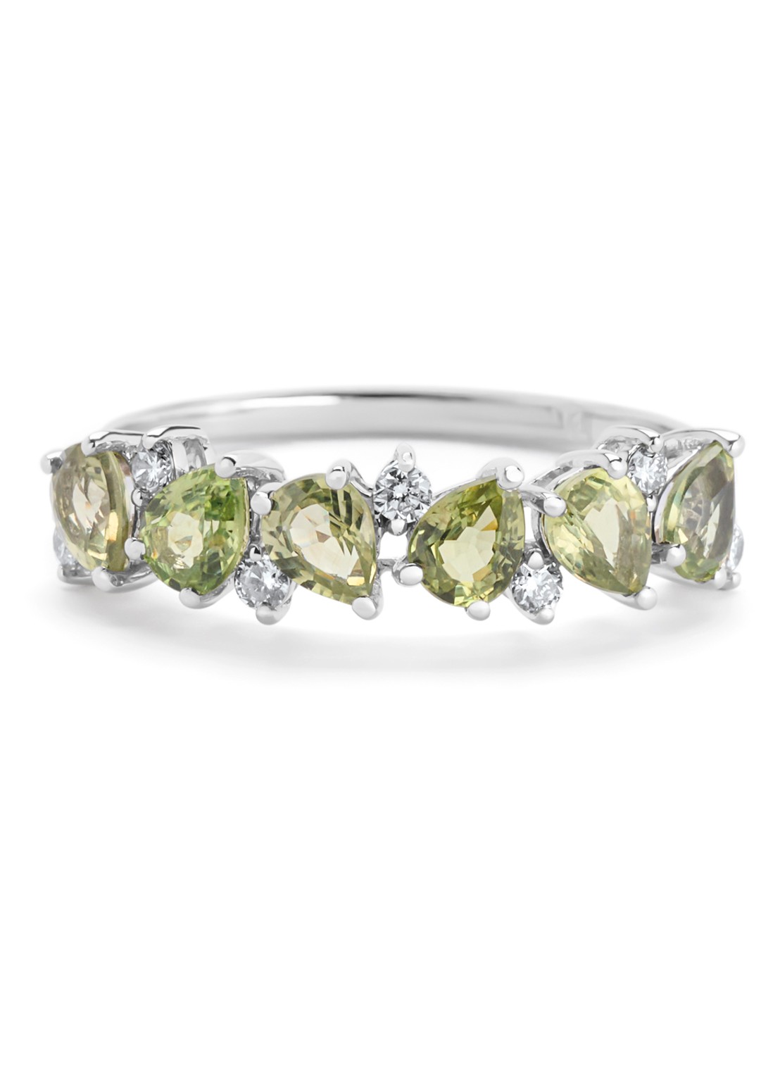 Diamond Point Witgouden ring, 1.19 ct groene saffier, Eden - detail 4 witgoud
