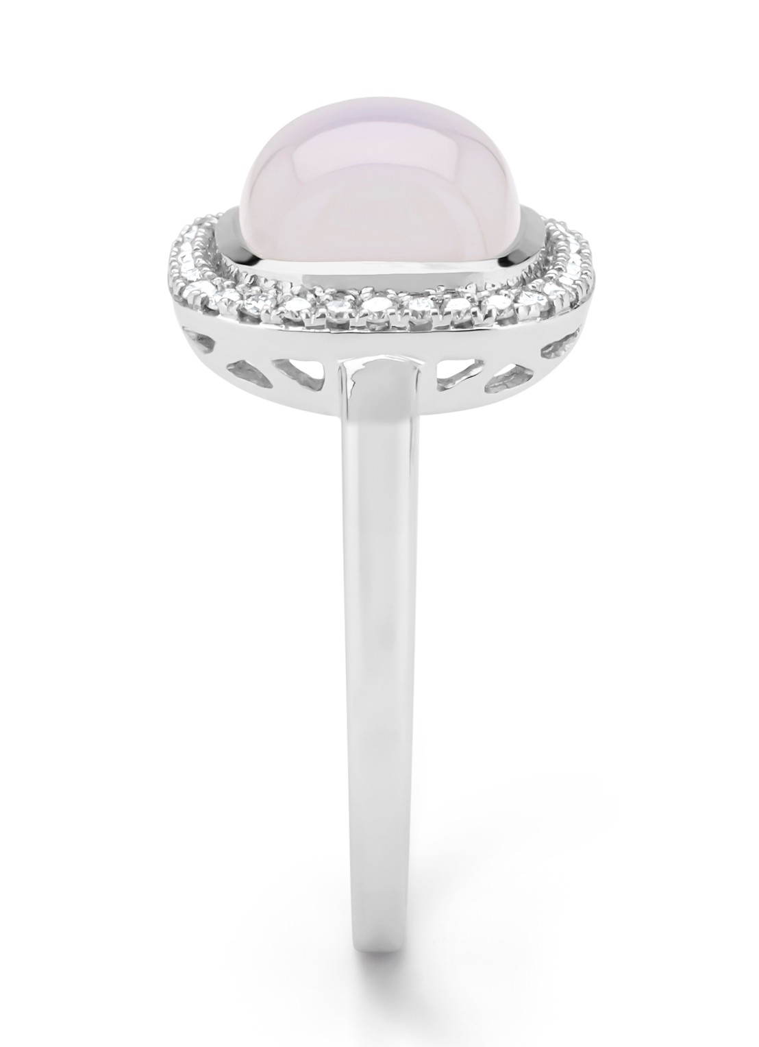 Diamond Point Witgouden ring, 2.45 ct blauwe chalcedoon, Little Drops - detail 3 witgoud
