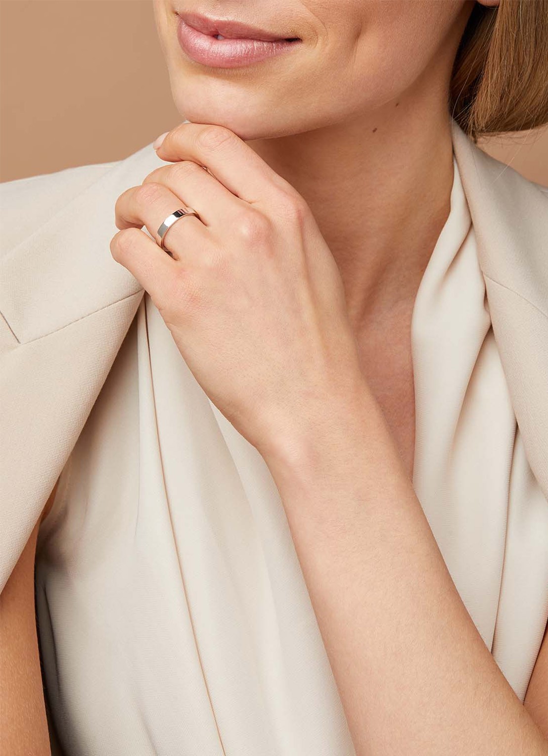 Diamond Point Witgouden ring Wedding - voorkant 2 witgoud