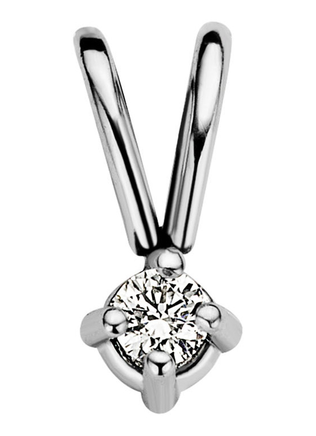 Diamond Point Witgouden solitair groeibriljant hanger, 0.03 ct. 0.03 ct diamant Groeibriljant - voorkant witgoud