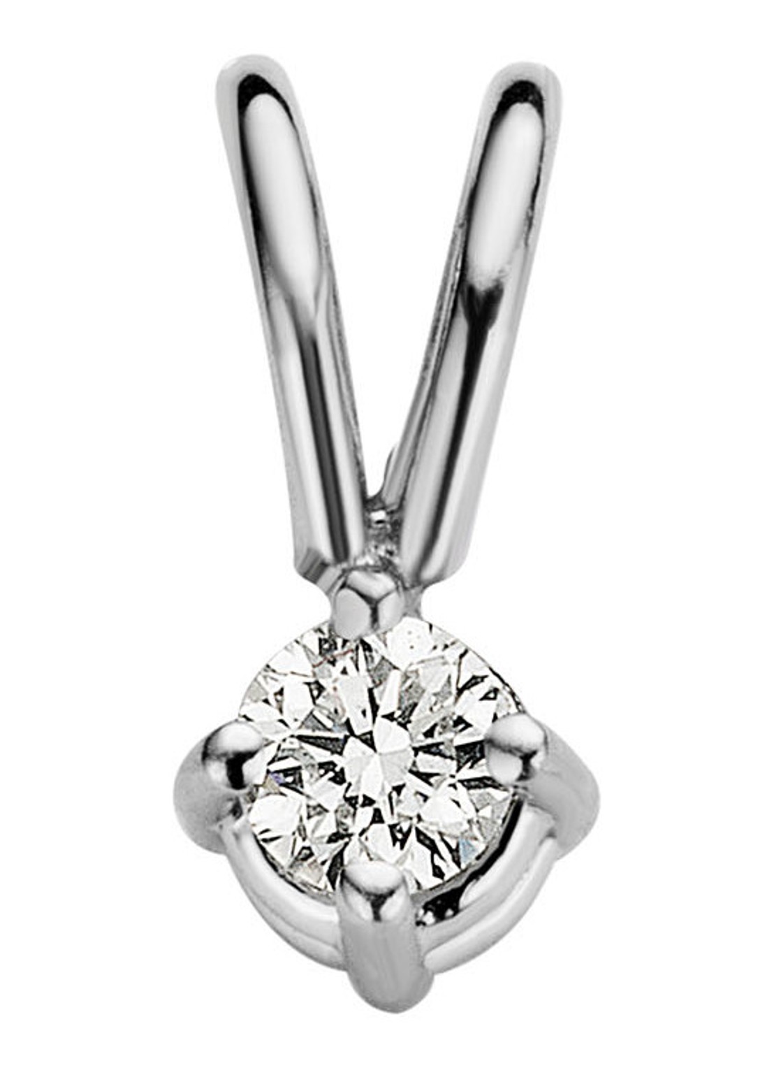 Diamond Point Witgouden solitair groeibriljant hanger, 0.04 ct. 0.04 ct diamant Groeibriljant - voorkant witgoud