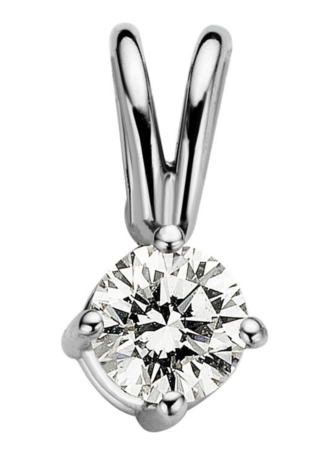 Diamond Point Witgouden solitair groeibriljant hanger, 0.13 ct. 0.13 ct diamant Groeibriljant - voorkant witgoud