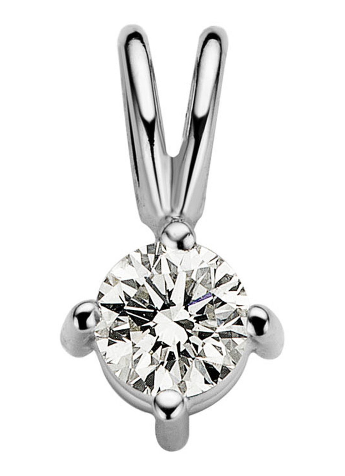 Diamond Point Witgouden solitair groeibriljant hanger, 0.18 ct. 0.18 ct diamant Groeibriljant - voorkant witgoud