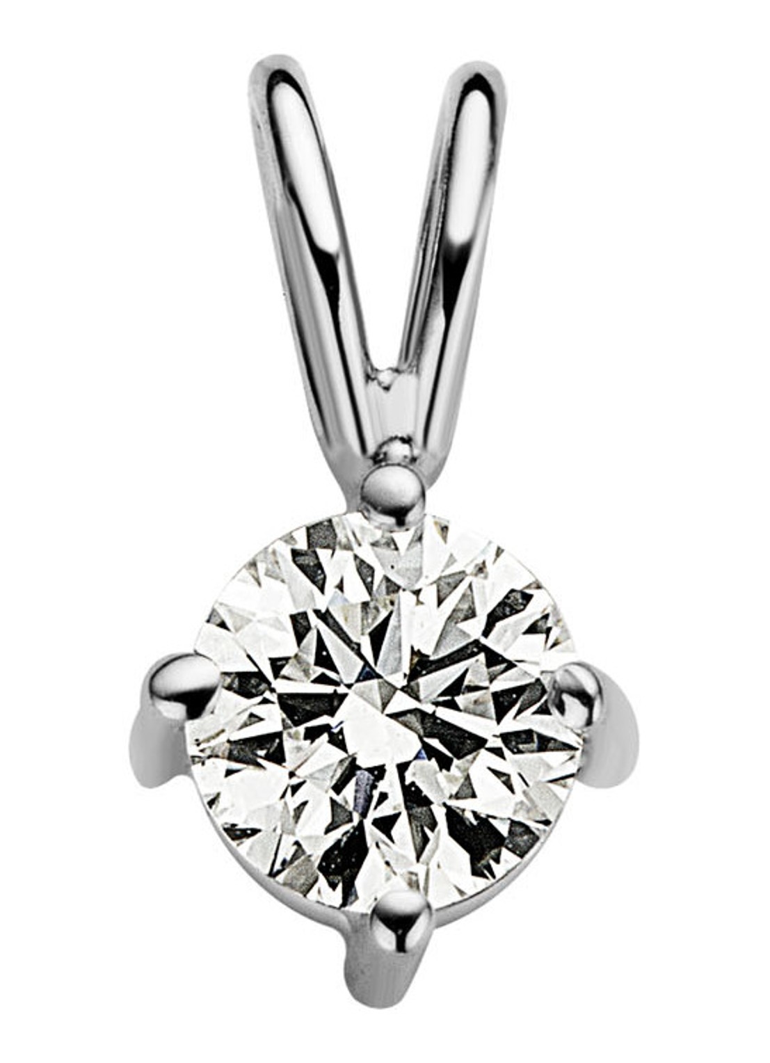 Diamond Point Witgouden solitair groeibriljant hanger, 0.32 ct. 0.32 ct diamant Groeibriljant - voorkant witgoud