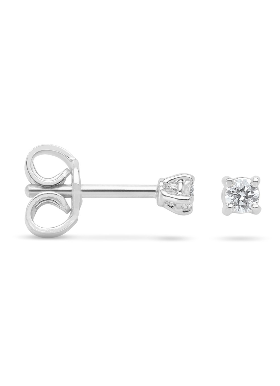 Diamond Point Witgouden solitair groeibriljant oorstekers, 0.04 ct. 0.04 ct diamant Groeibriljant - voorkant witgoud