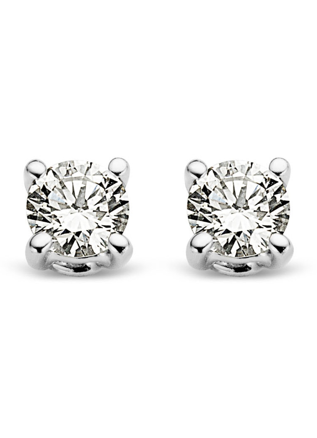 Diamond Point Witgouden solitair groeibriljant oorstekers, 0.10 ct. 0.10 ct diamant Groeibriljant - voorkant witgoud