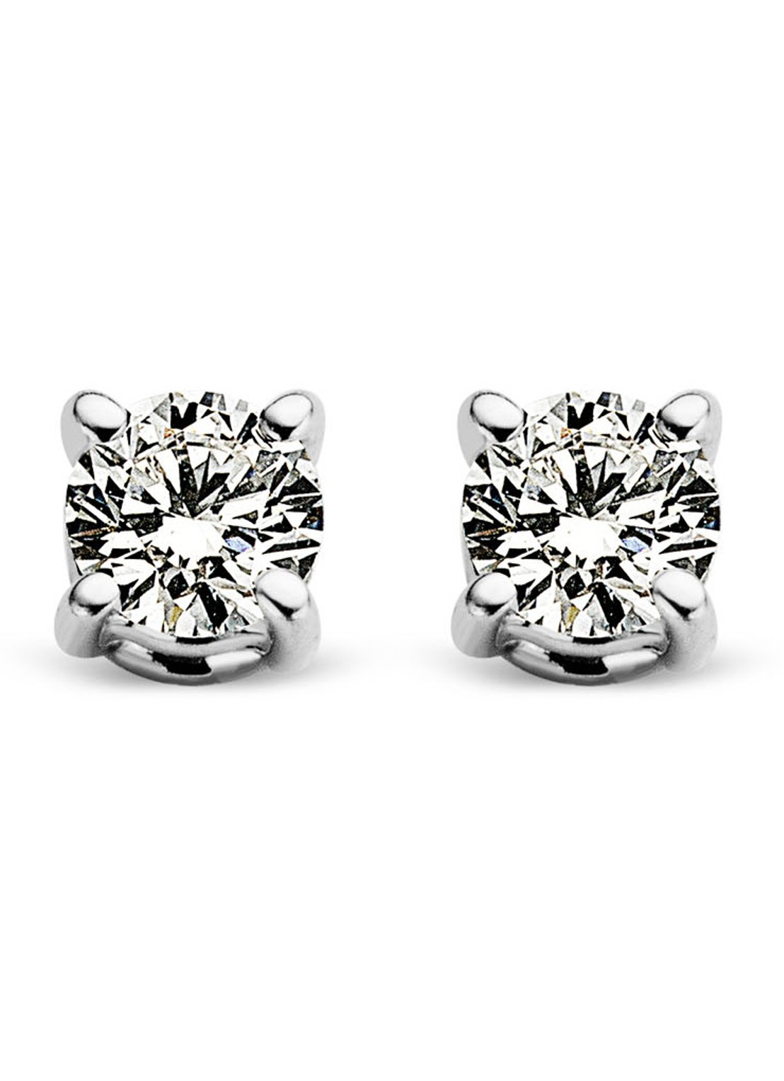 Diamond Point Witgouden solitair groeibriljant oorstekers, 0.14 ct. 0.14 ct diamant Groeibriljant - voorkant witgoud