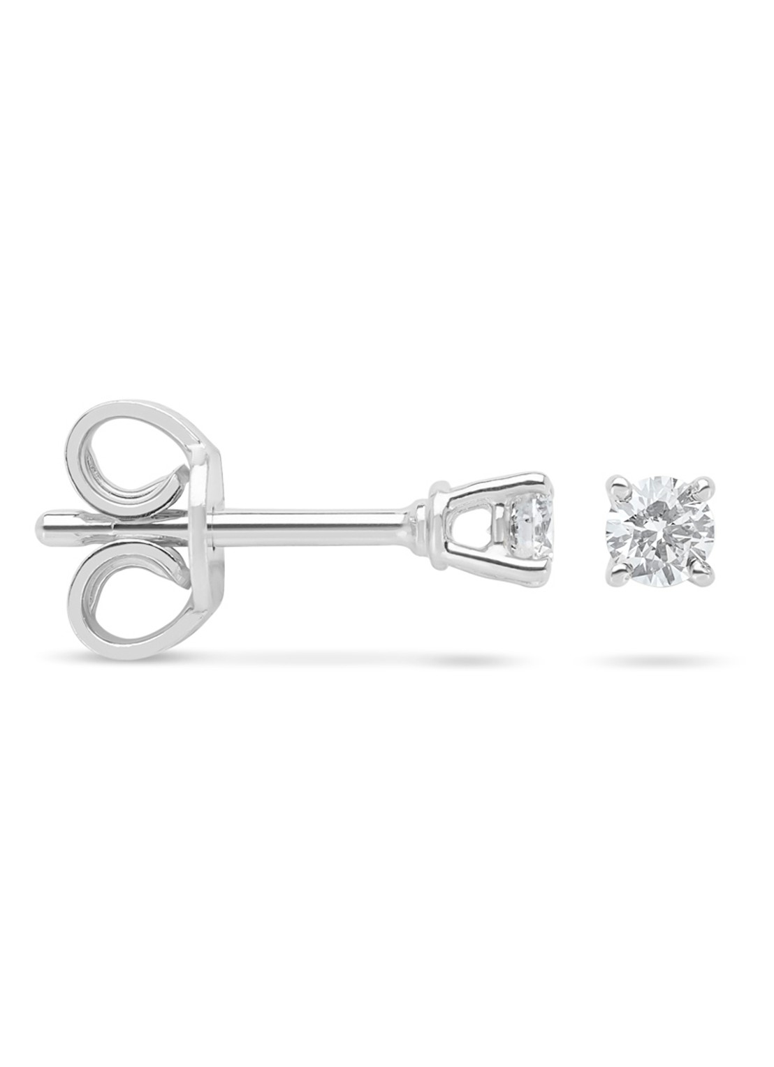 Diamond Point Witgouden solitair groeibriljant oorstekers, 0.16 ct. 0.16 ct diamant Groeibriljant - voorkant witgoud