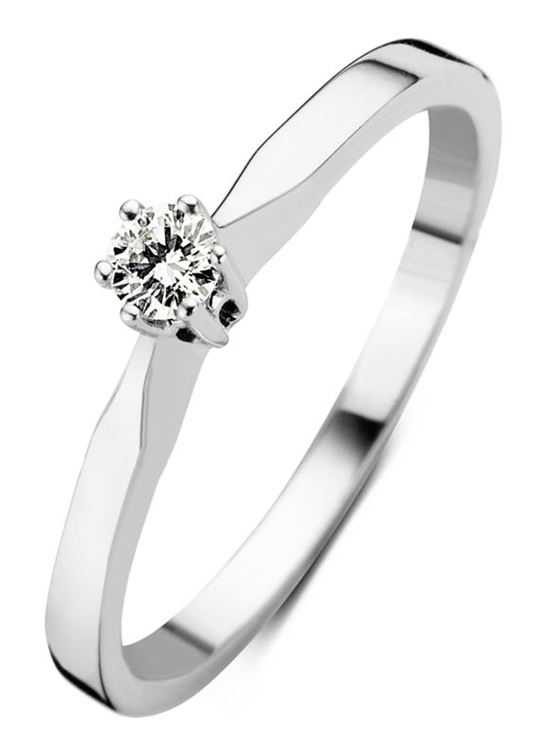 Diamond Point Witgouden solitair groeibriljant ring, 0.11 ct. 0.11 ct diamant Groeibriljant - voorkant witgoud