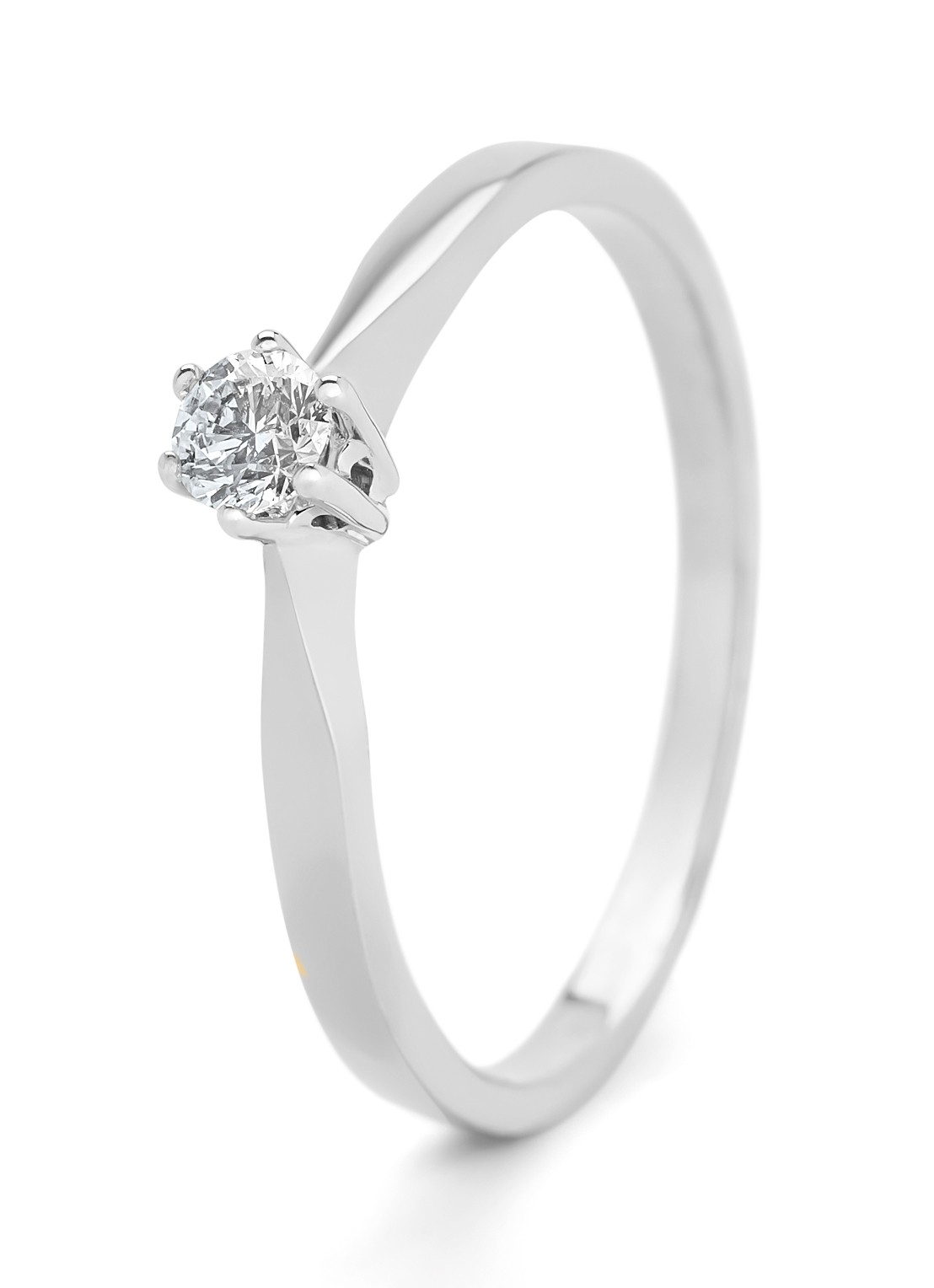 Diamond Point Witgouden solitair groeibriljant ring, 0.14 ct. 0.14 ct diamant Groeibriljant - voorkant witgoud