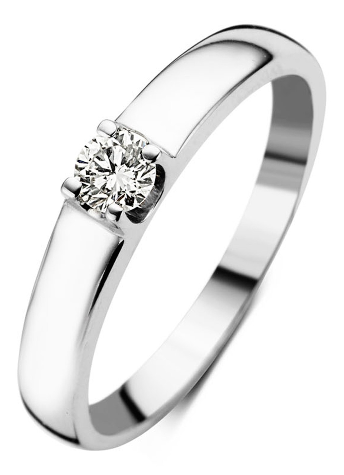 Diamond Point Witgouden solitair groeibriljant ring, 0.14 ct. 0.14 ct diamant Groeibriljant - voorkant witgoud