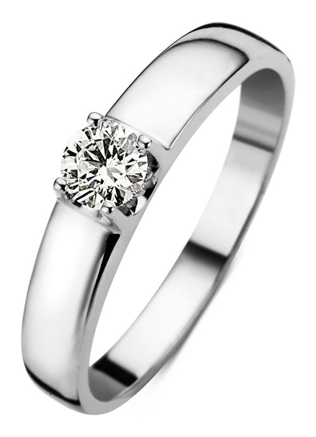 Diamond Point Witgouden solitair groeibriljant ring, 0.34 ct. 0.34 ct diamant Groeibriljant - voorkant witgoud