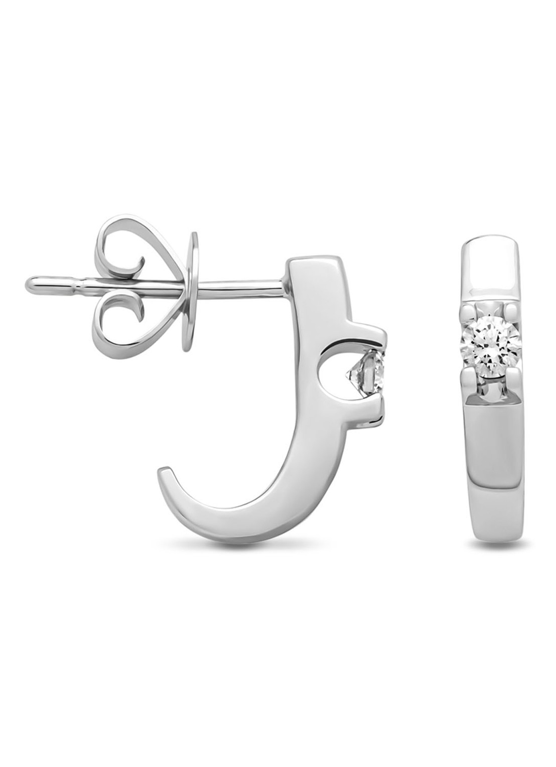 Diamond Point Witgouden solitair oorstekers, 0.16 ct diamant, Groeibriljant - voorkant witgoud