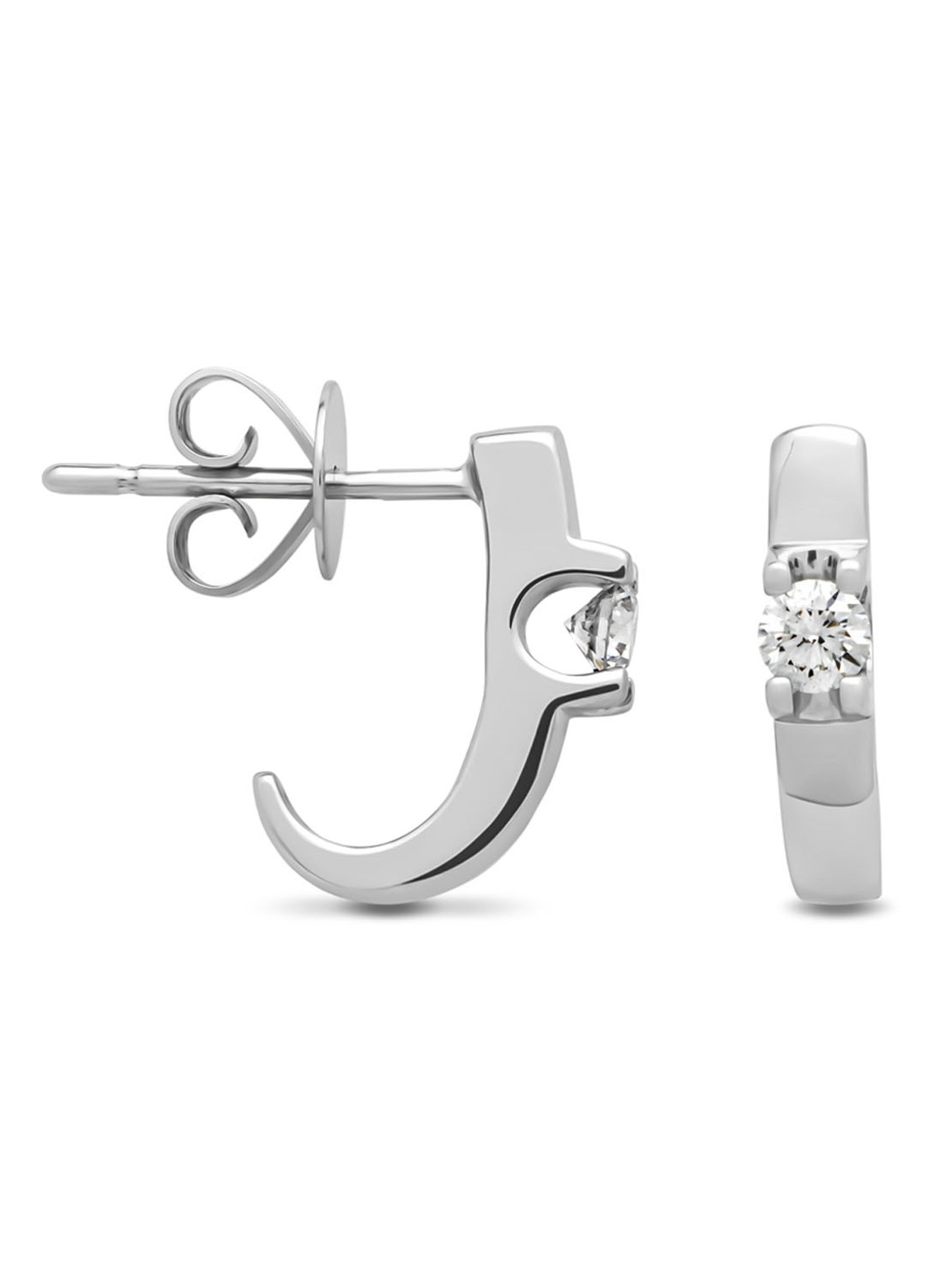 Diamond Point Witgouden solitair oorstekers, 0.22 ct diamant, Groeibriljant - voorkant witgoud