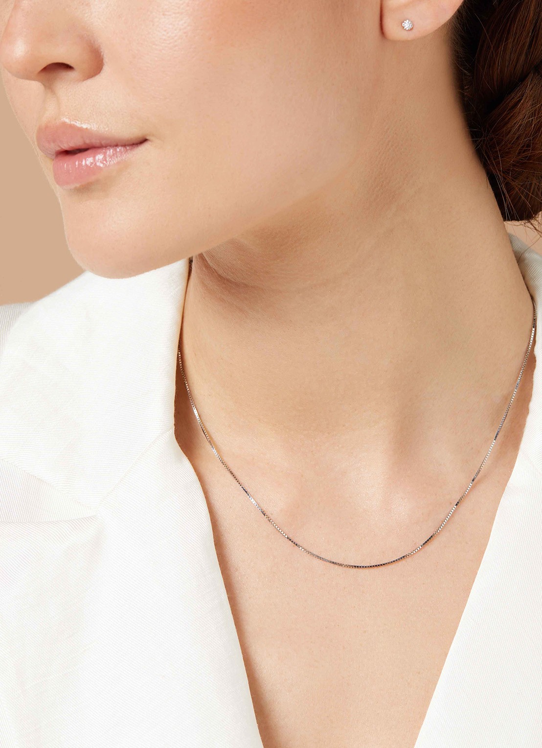 Diamond Point Witgouden venetiaans collier Timeless Treasures (40cm) - voorkant 3 witgoud