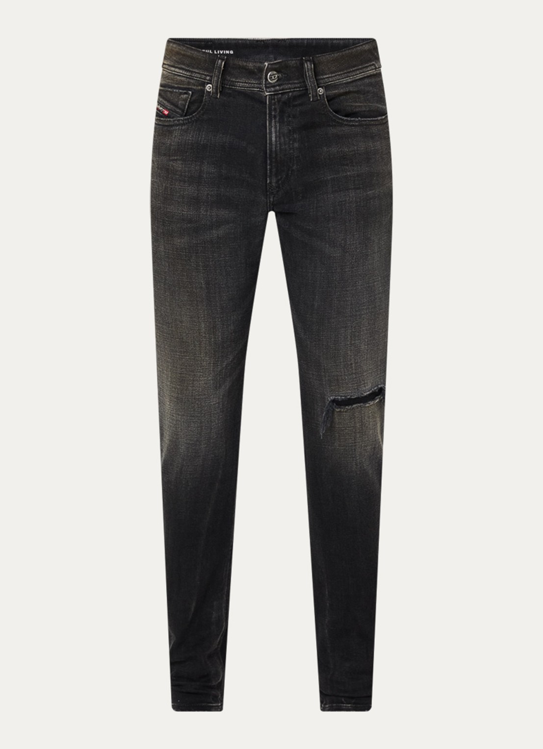 Diesel 1979 Sleenker skinny jeans met destroyed afwerking - voorkant 2 zwart