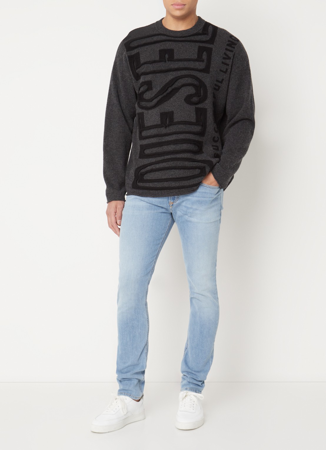 Diesel 1979 Sleenker skinny jeans met lichte wassing  - voorkant 3 indigo