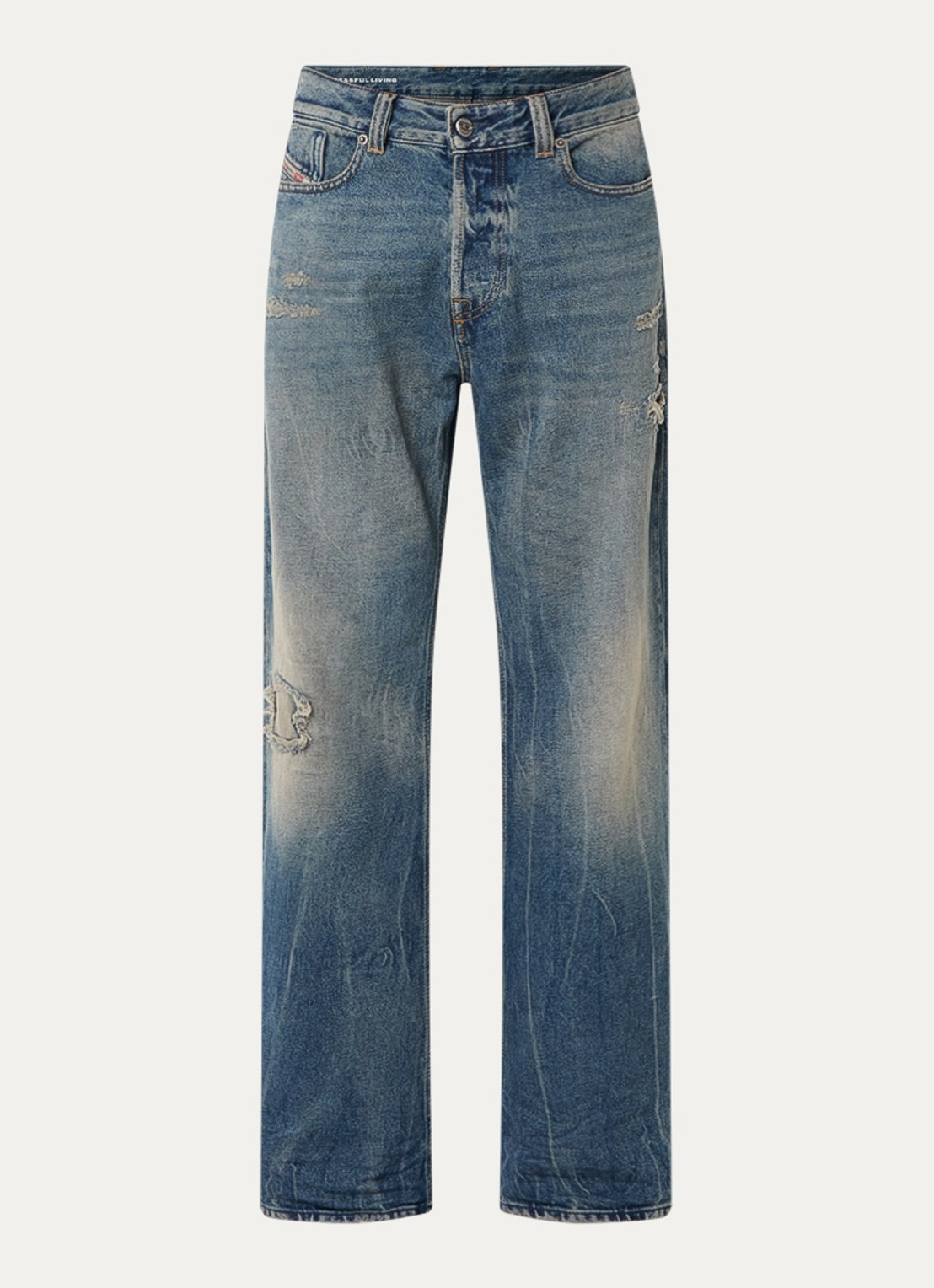 Diesel 1980 D-Eeper straight leg jeans met lichte wassing - voorkant 2 indigo