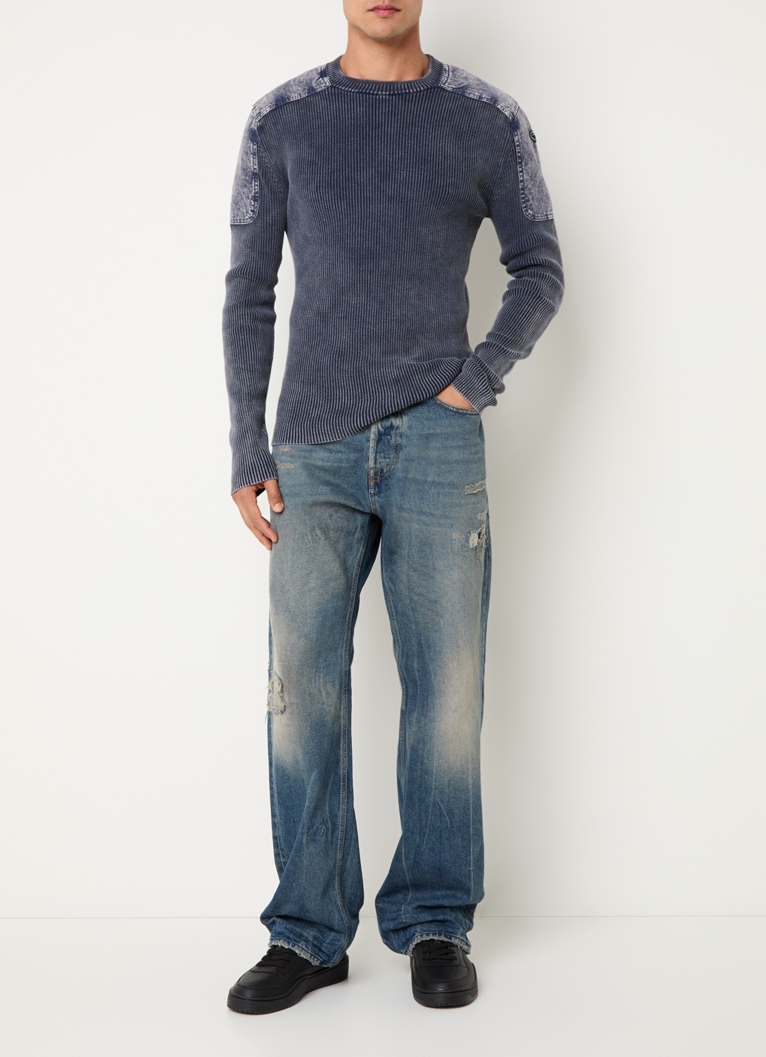 Diesel 1980 D-Eeper straight leg jeans met lichte wassing - voorkant 3 indigo