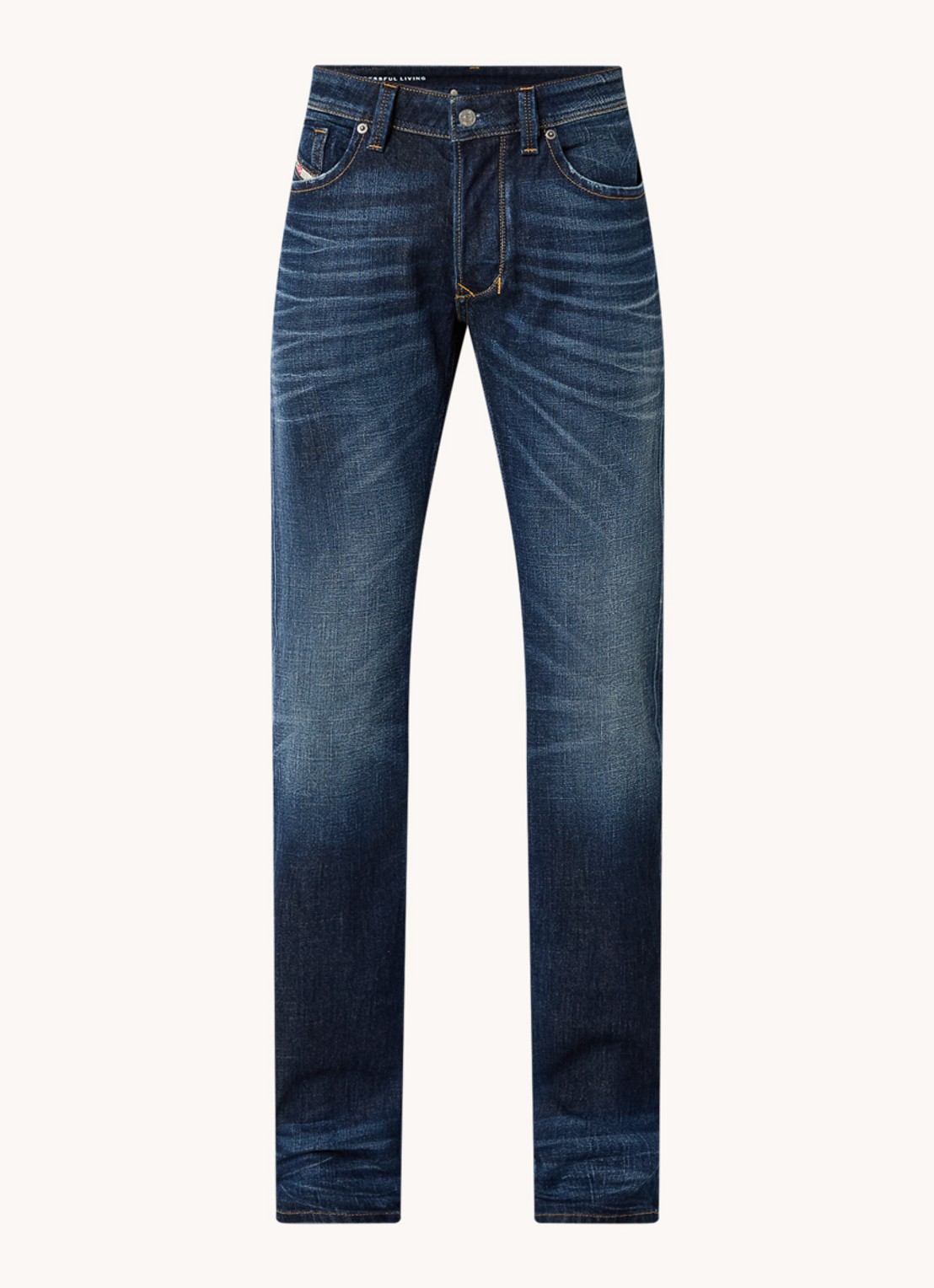 Diesel 1985 Larkee straight leg jeans met donkere wassing - voorkant donkerblauw