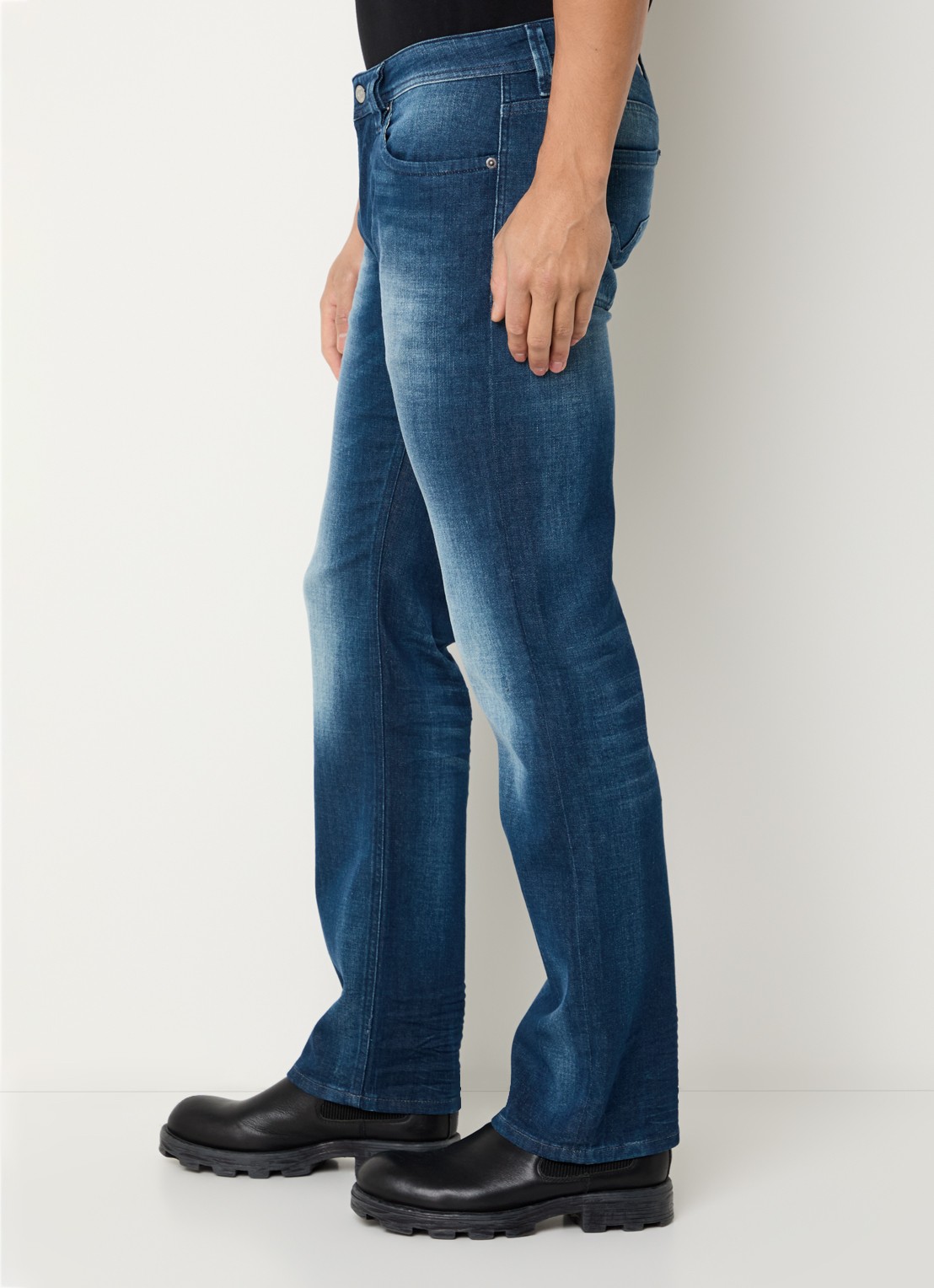 Diesel 1985 Larkee straight leg jeans met donkere wassing - detail 2 indigo