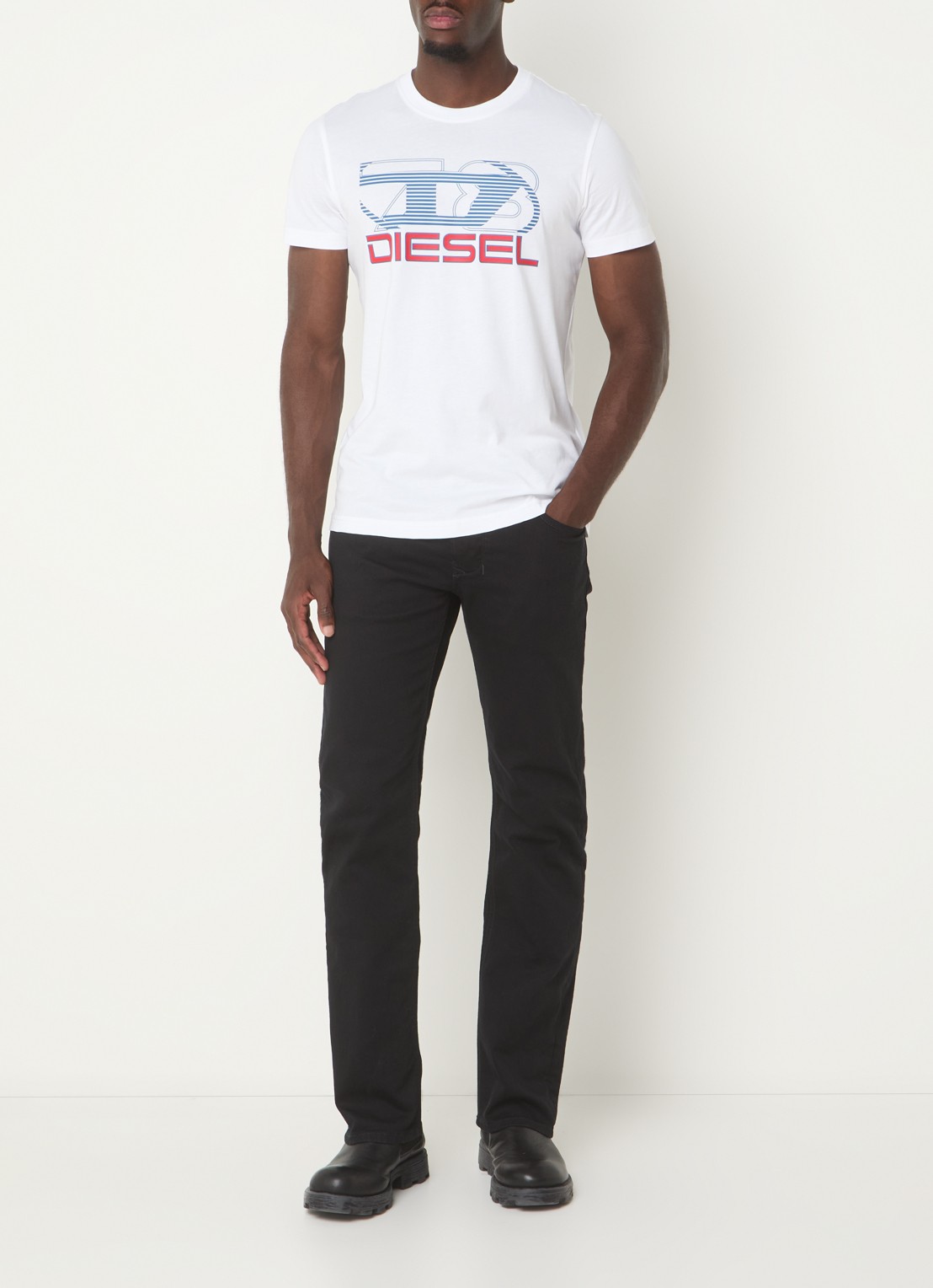 Diesel 1985 Larkee straight leg jeans met gekleurde wassing - voorkant 3 zwart