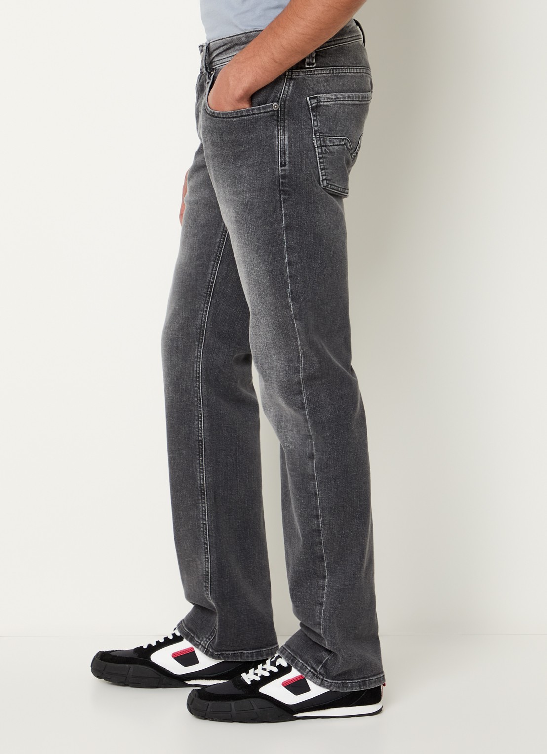 Diesel 1985 Larkee straight leg jeans met gekleurde wassing  - detail 5 donkergrijs
