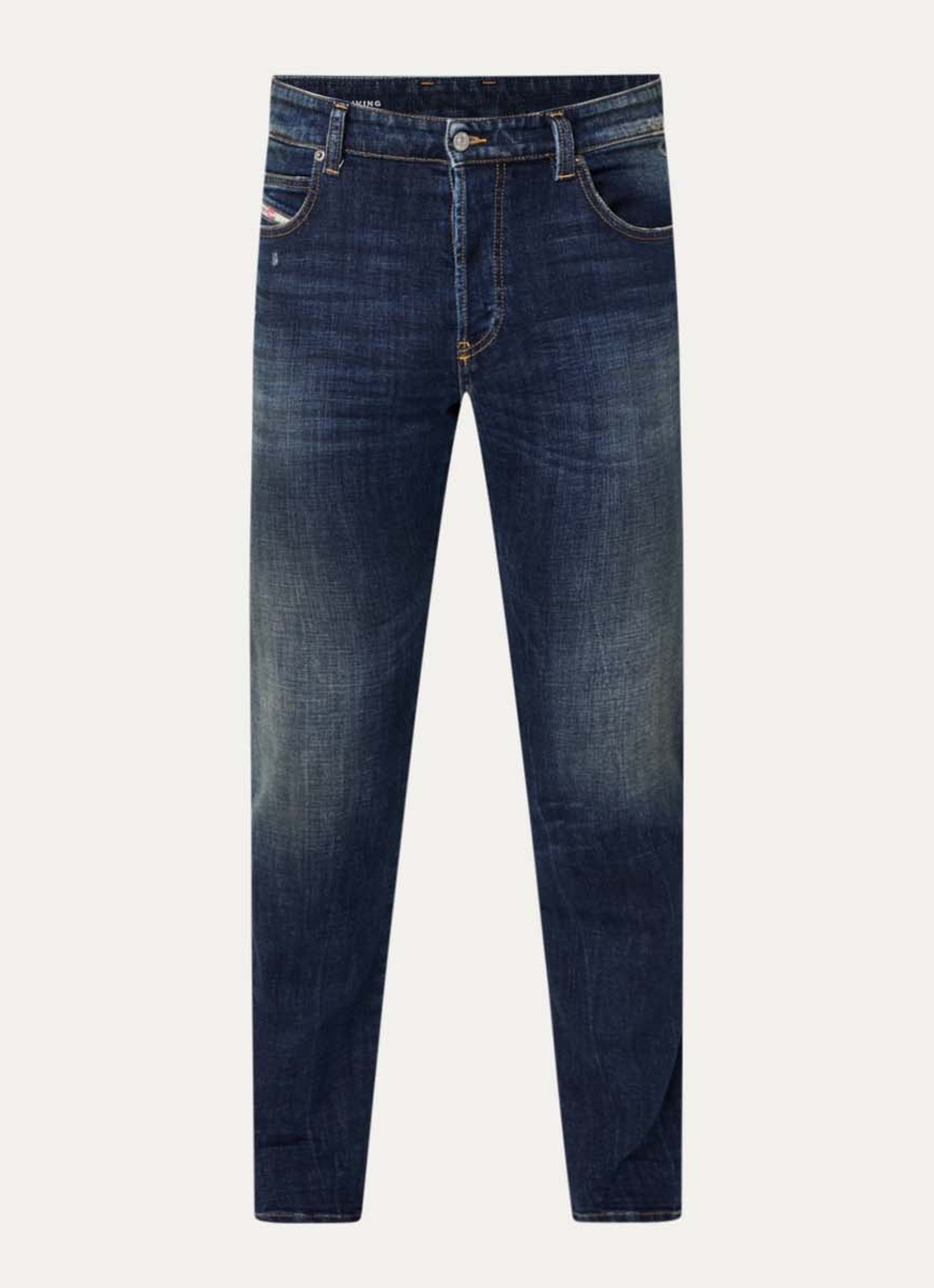 Diesel 1993 D-Vyl slim fit jeans met destroyed afwerking - voorkant 2 indigo