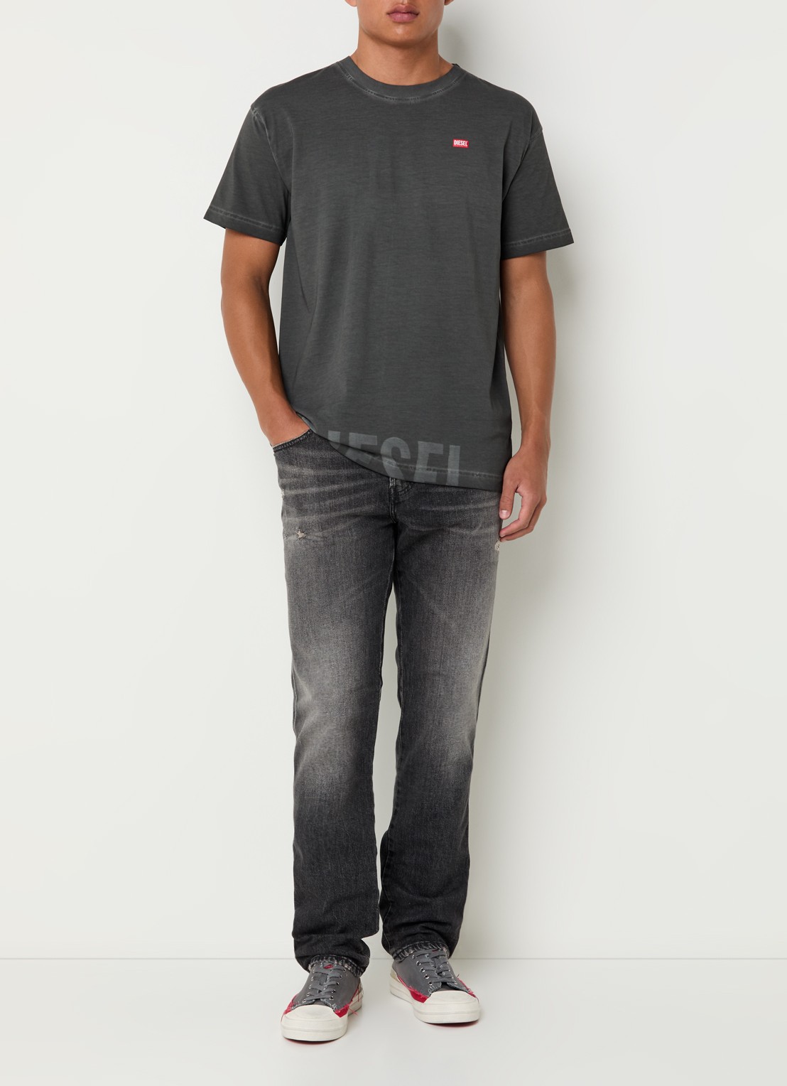 Diesel  1993 D-Vyl straight leg jeans met gekleurde wassing - voorkant 4 donkergrijs