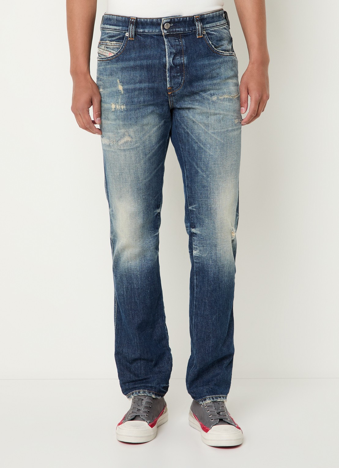 Diesel 1993 D-VYL straight leg jeans met verwassen afwerking - detail 3 indigo