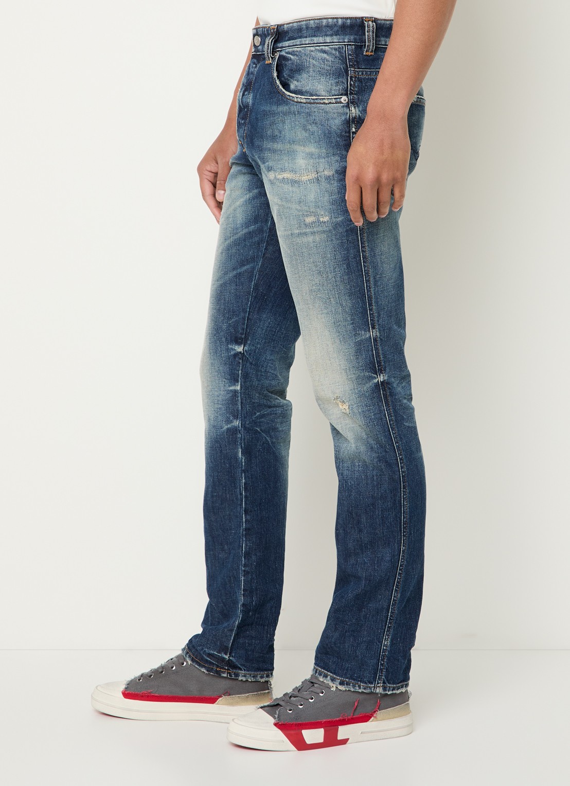 Diesel 1993 D-VYL straight leg jeans met verwassen afwerking - detail 4 indigo