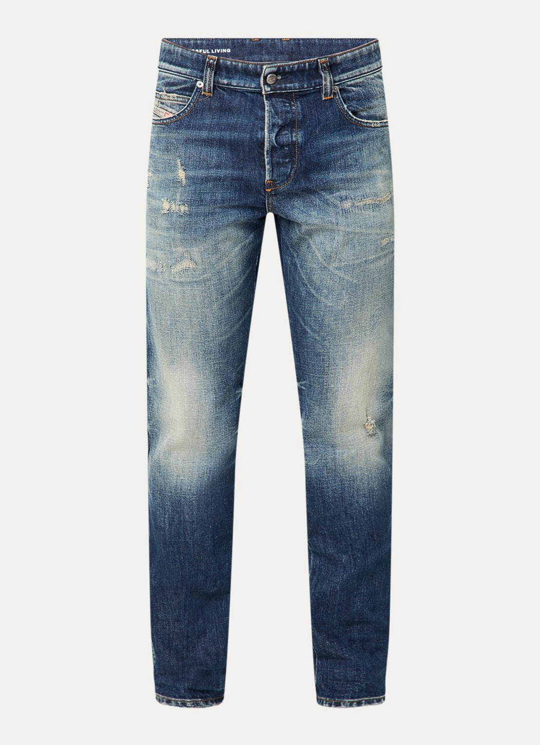 Diesel 1993 D-VYL straight leg jeans met verwassen afwerking - voorkant indigo
