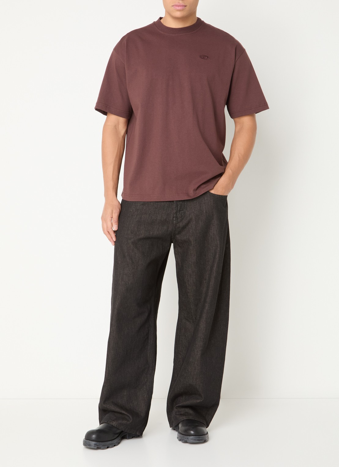 Diesel 1997 wide leg jeans met gekleurde wassing - voorkant 2 donkerbruin