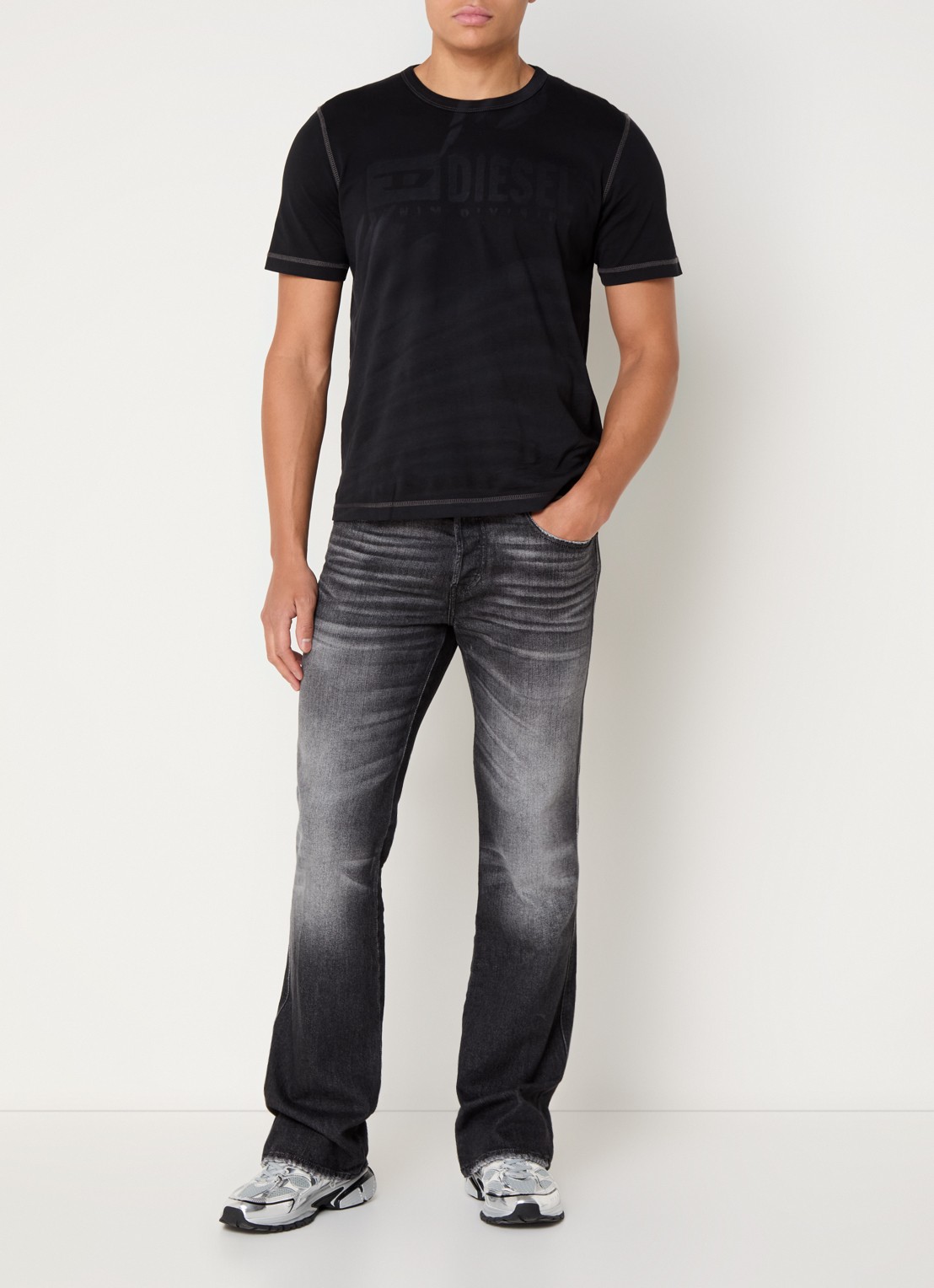 Diesel 1998 D-Buck slim fit jeans met gekleurde wassing - voorkant 4 antraciet