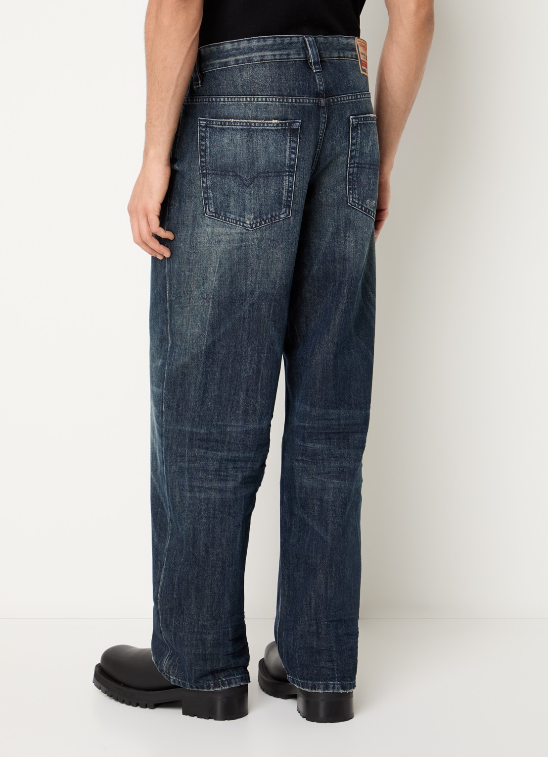 Diesel 2001 D-Macro loose fit jeans met destroyed afwerking - achterkant 3 indigo