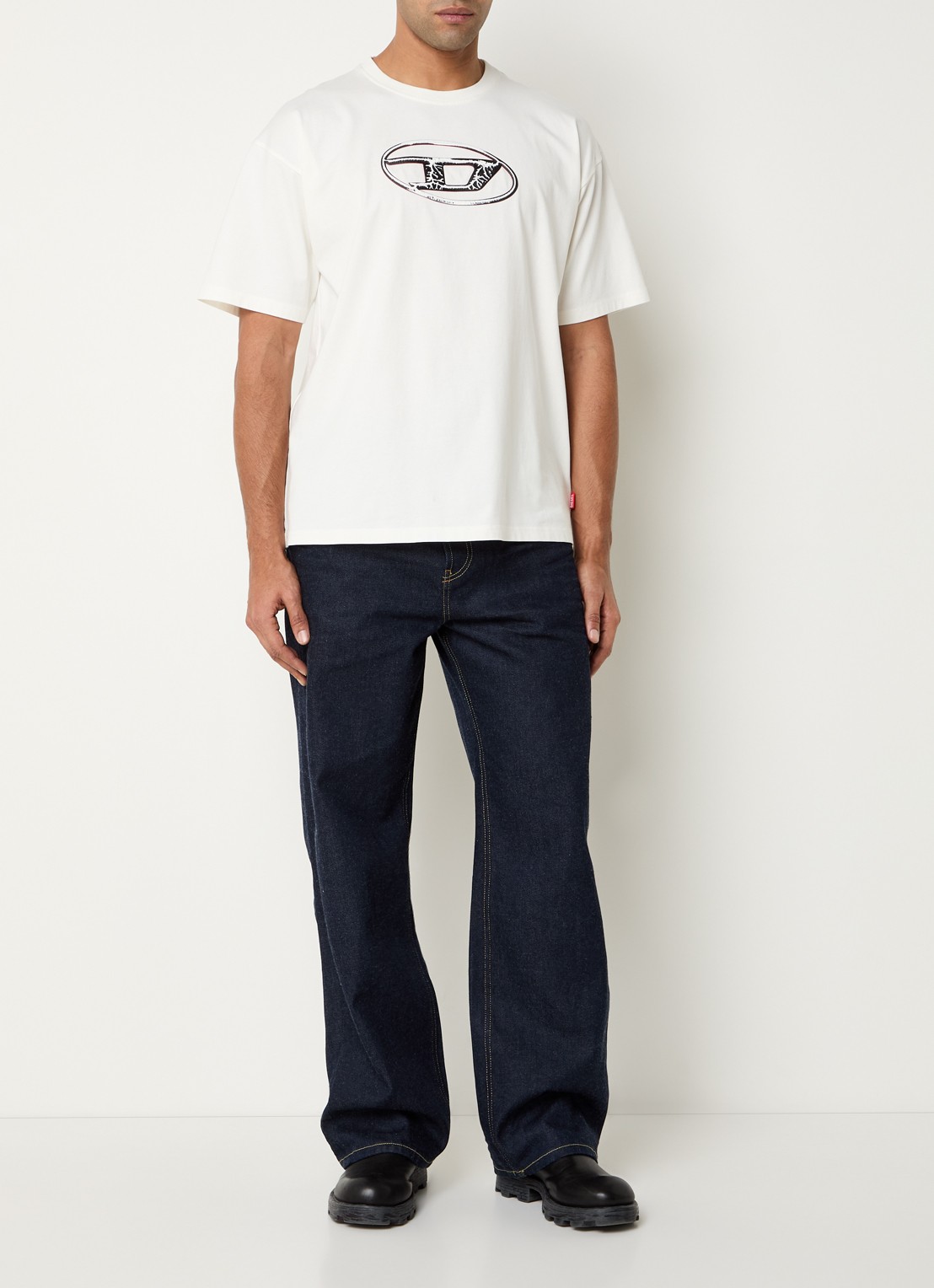 Diesel 2001 D-Macro loose fit jeans met donkere wassing - voorkant 5 indigo