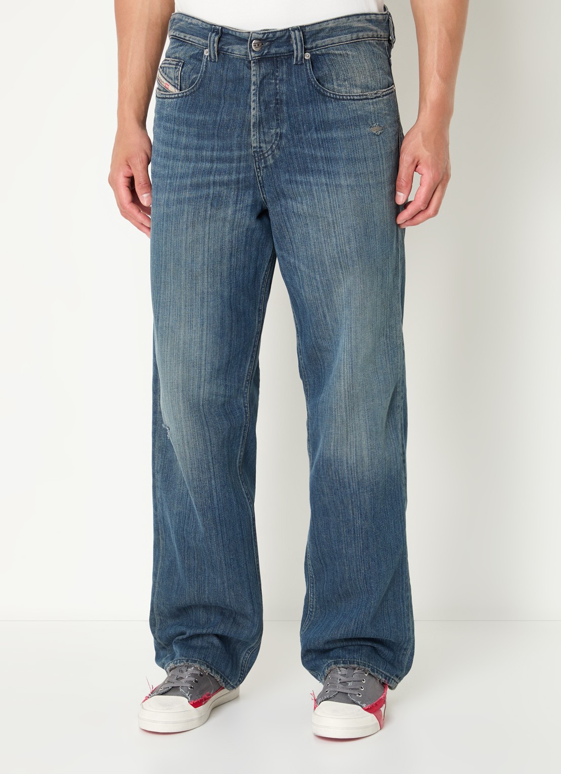 Diesel 2001 D-Macro straight leg jeans met medium wassing - detail 4 indigo