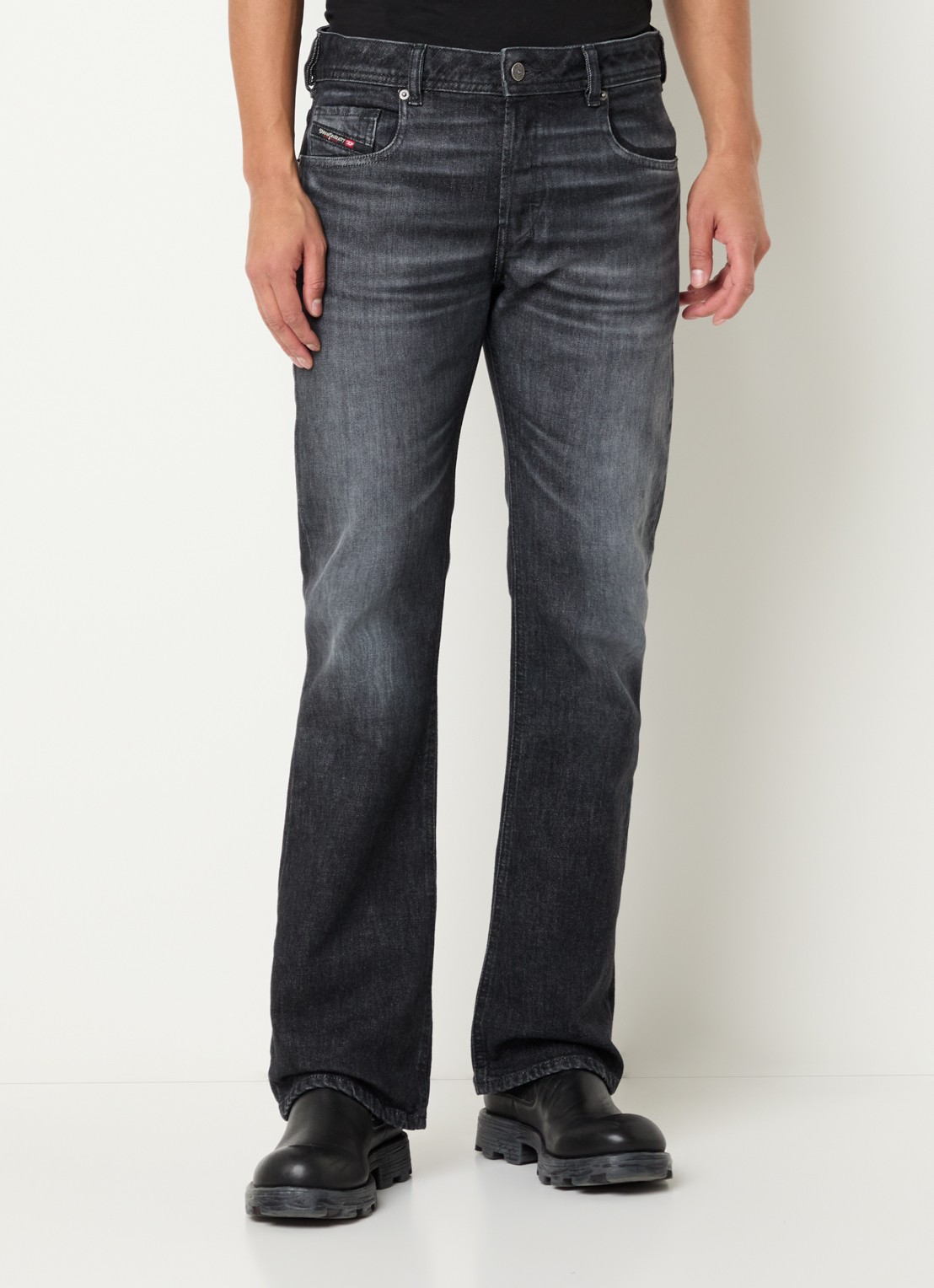 Diesel 2007 Zatiny straight leg jeans met gekleurde wassing - detail zwart
