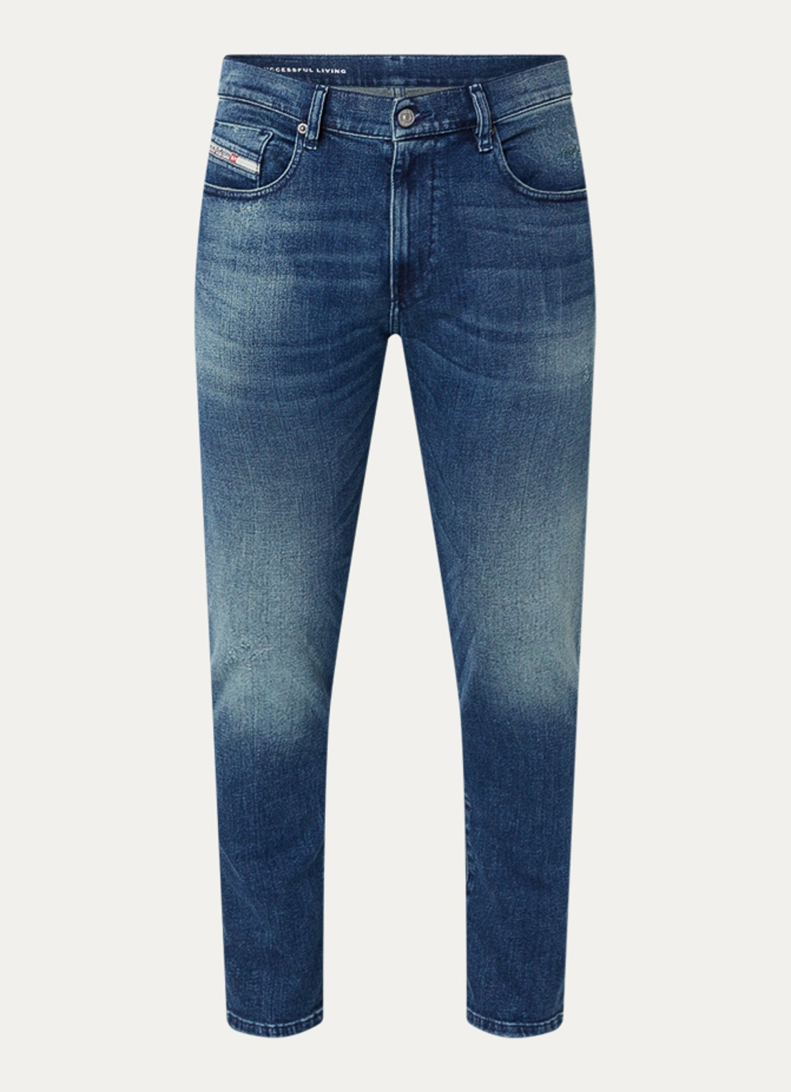 Diesel 2019 D-Strukt skinny jeans met medium wassing - voorkant indigo