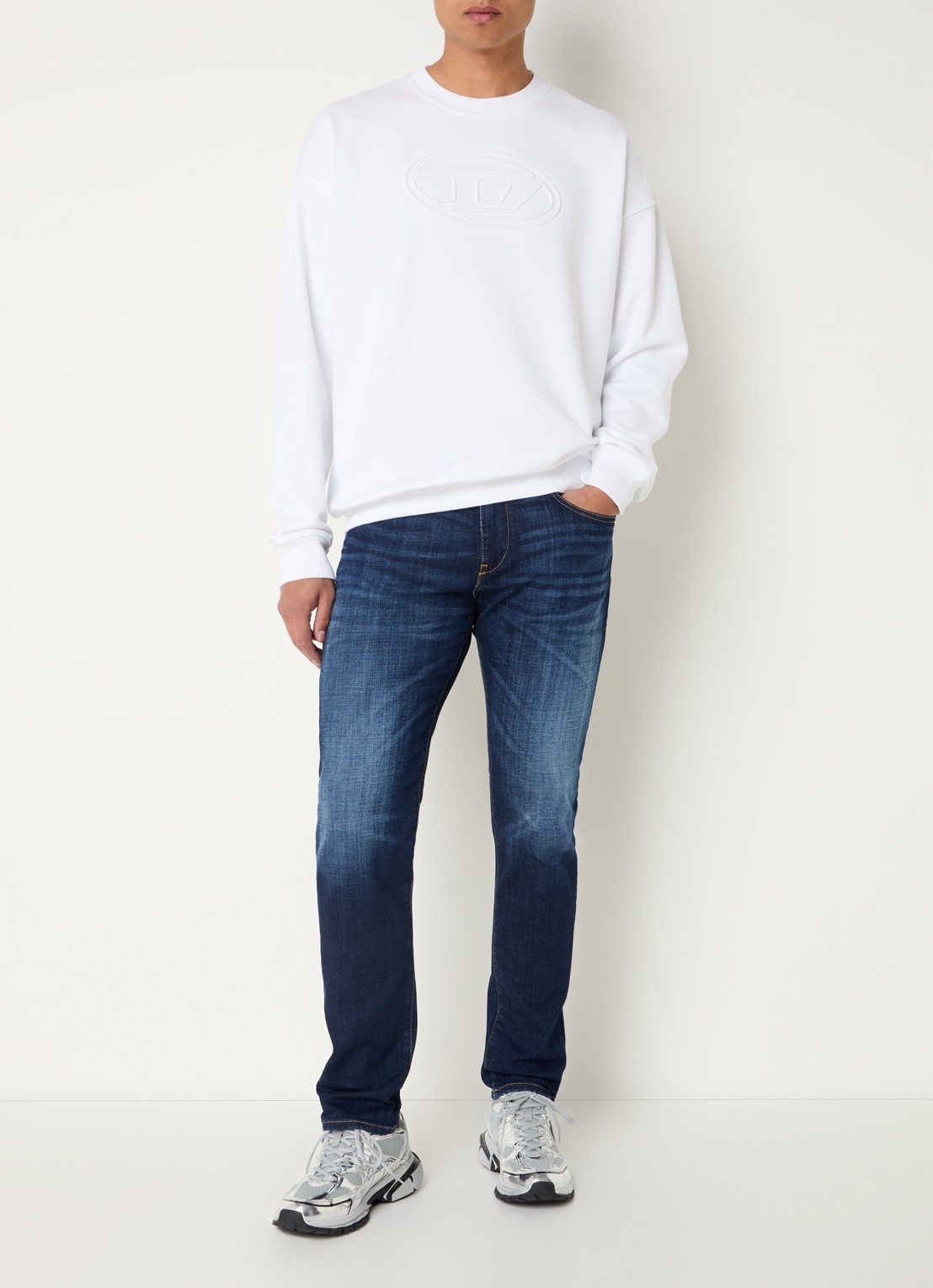 Diesel 2019 D-strukt slim fit jeans met donkere wassing - voorkant 3 indigo