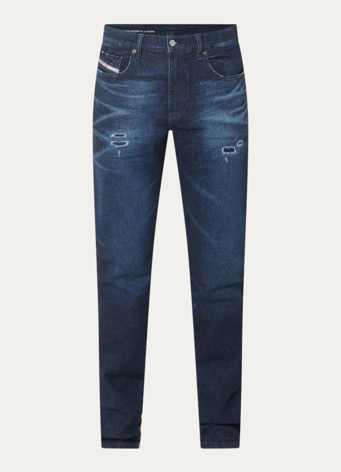Diesel 2019 D-strukt slim fit jeans met donkere wassing - voorkant 4 indigo