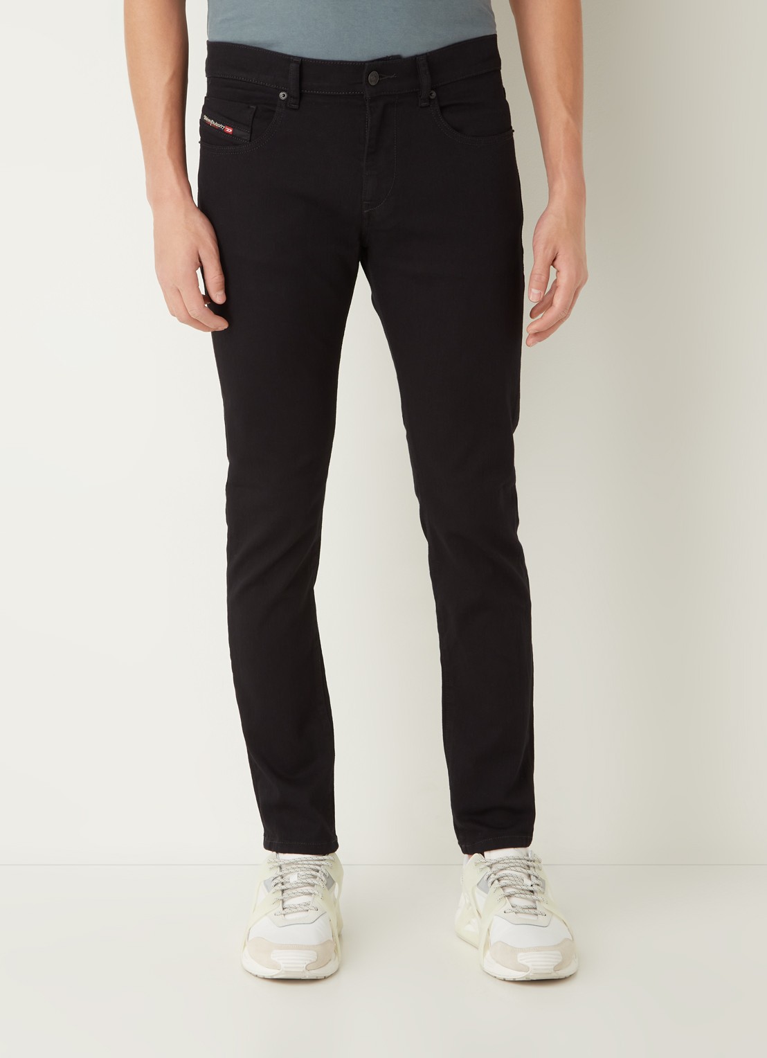 Diesel 2019 D-Strukt slim fit jeans met gekleurde wassing - detail zwart