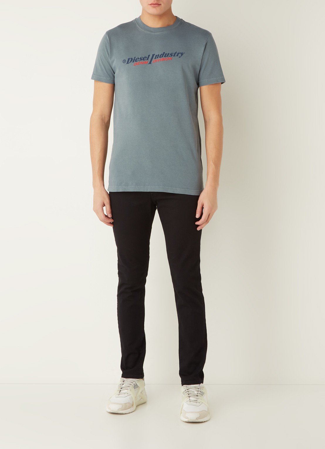 Diesel 2019 D-Strukt slim fit jeans met gekleurde wassing - voorkant 5 zwart
