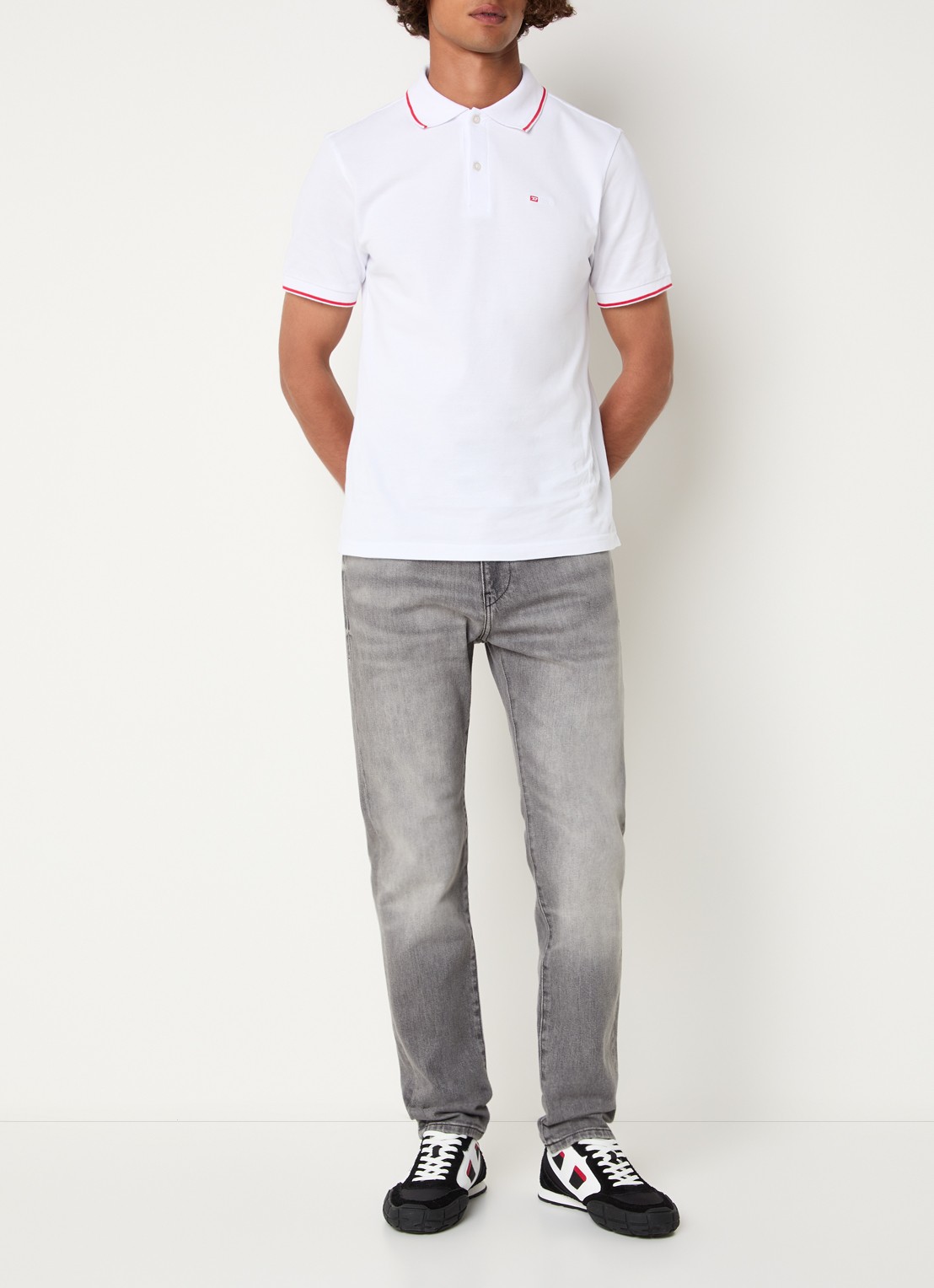 Diesel 2019 D-strukt slim fit jeans met gekleurde wassing - voorkant 5 antraciet