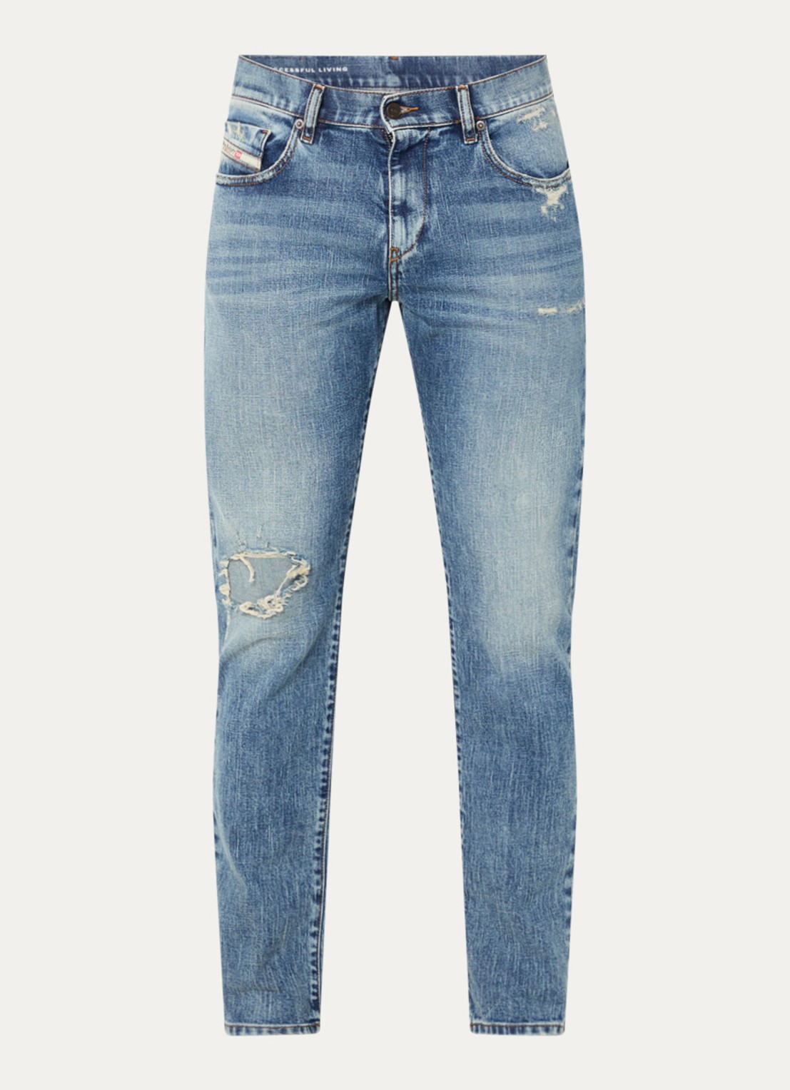 Diesel 2019 D-Strukt slim fit jeans met medium wassing - voorkant indigo