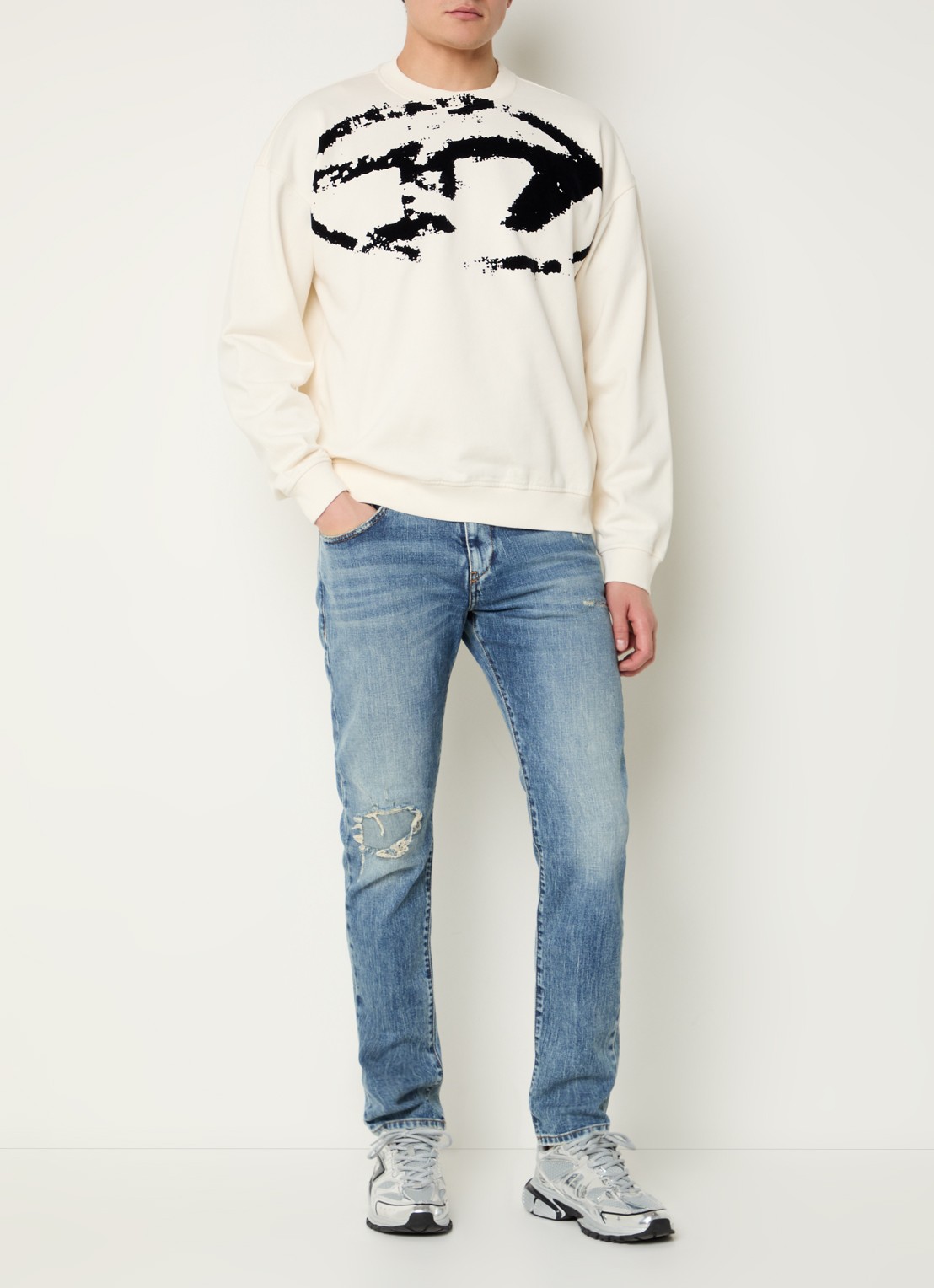 Diesel 2019 D-Strukt slim fit jeans met medium wassing - voorkant 2 indigo